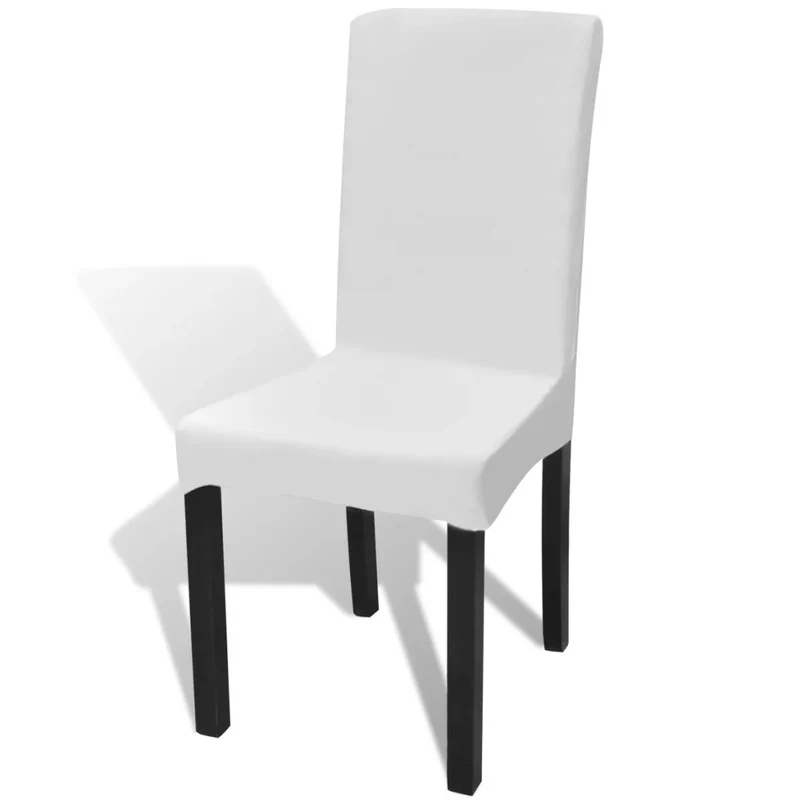 6 housses de chaise dos droit extensibles blanches DEC022287