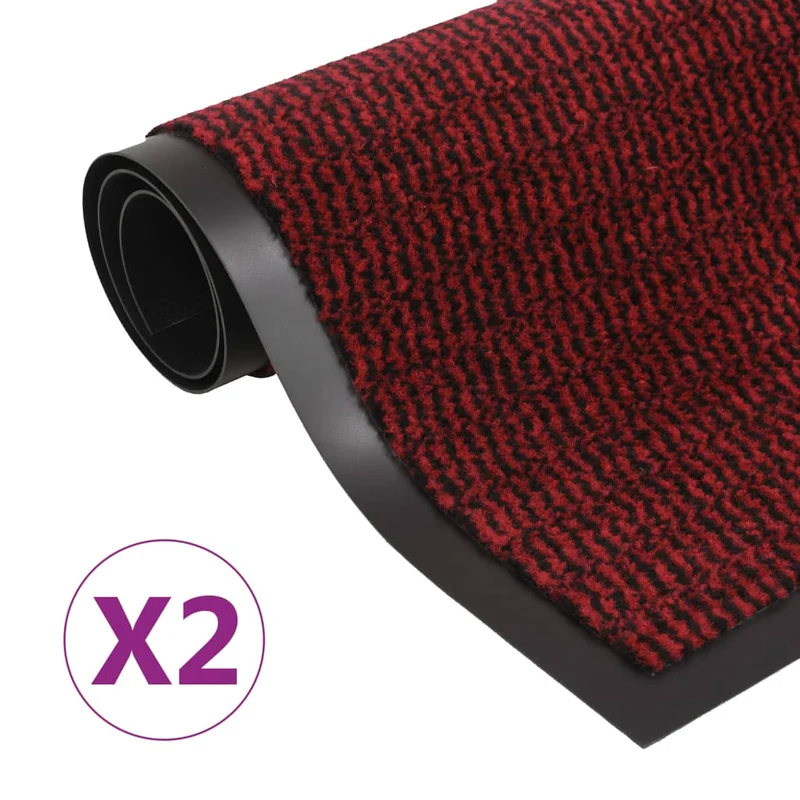 Lot de 2 paillassons rectangulaires 80 x 120 cm Rouge DEC023163