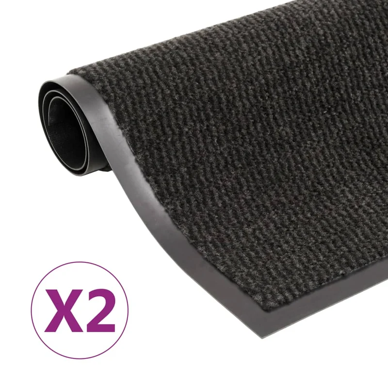 Lot de 2 paillassons rectangulaires 80 x 120 cm Noir DEC023162