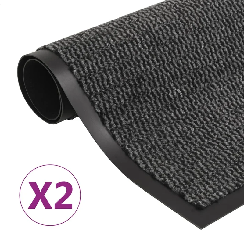 Lot de 2 paillassons rectangulaires 40 x 60 cm Anthracite DEC023153