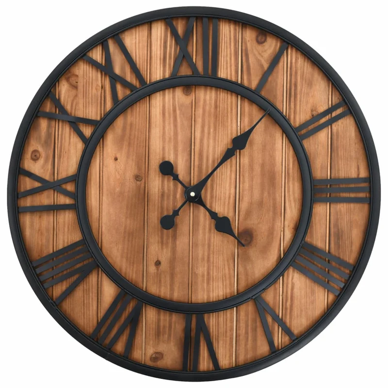 Horloge murale vintage à quartz Bois et métal 60 cm XXL DEC022277