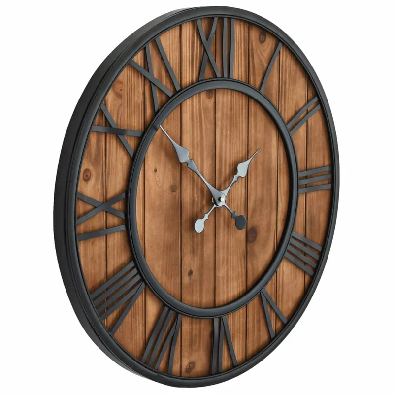 Horloge murale vintage à quartz Bois et métal 60 cm XXL DEC022277