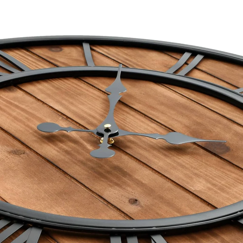 Horloge murale vintage à quartz Bois et métal 60 cm XXL DEC022277
