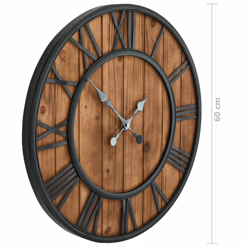 Horloge murale vintage à quartz Bois et métal 60 cm XXL DEC022277