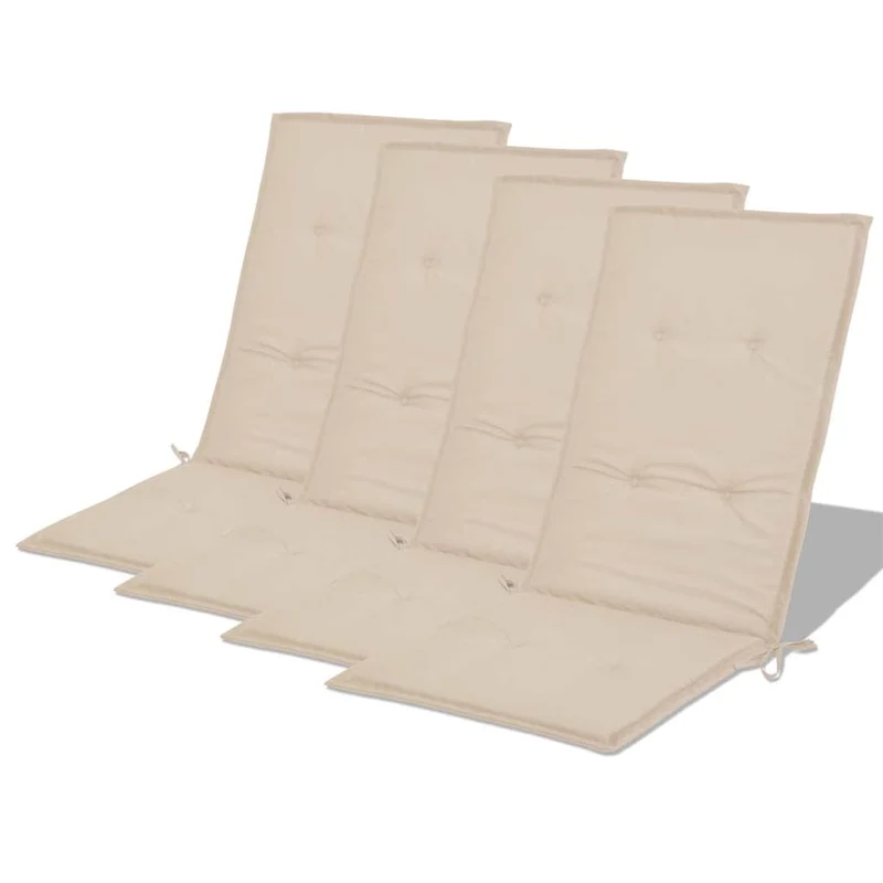 Lot de 4 coussins de chaise de jardin en tissu crème 120x50x3 cm DEC021547