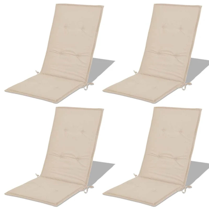 Lot de 4 coussins de chaise de jardin en tissu crème 120x50x3 cm DEC021547
