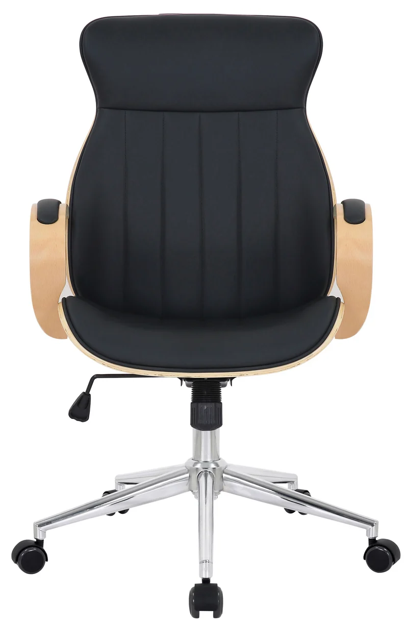 Fauteuil de bureau avec roulettes synthétique noir et bois clair hauteur réglable BUR10464