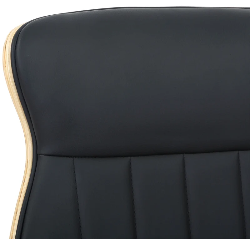 Fauteuil de bureau avec roulettes synthétique noir et bois clair hauteur réglable BUR10464