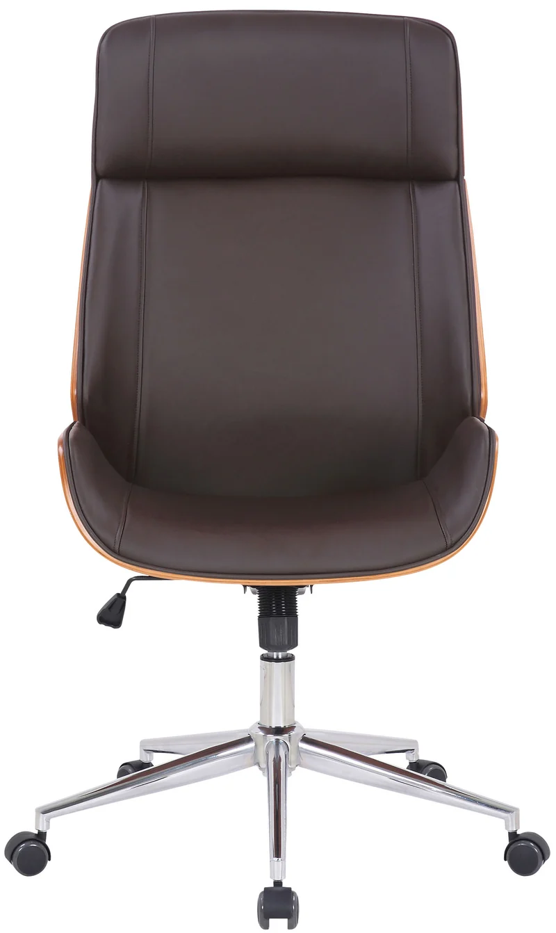 Fauteuil de bureau dossier haut avec roulettes synthétique marron et bois noyer hauteur réglable BUR10456