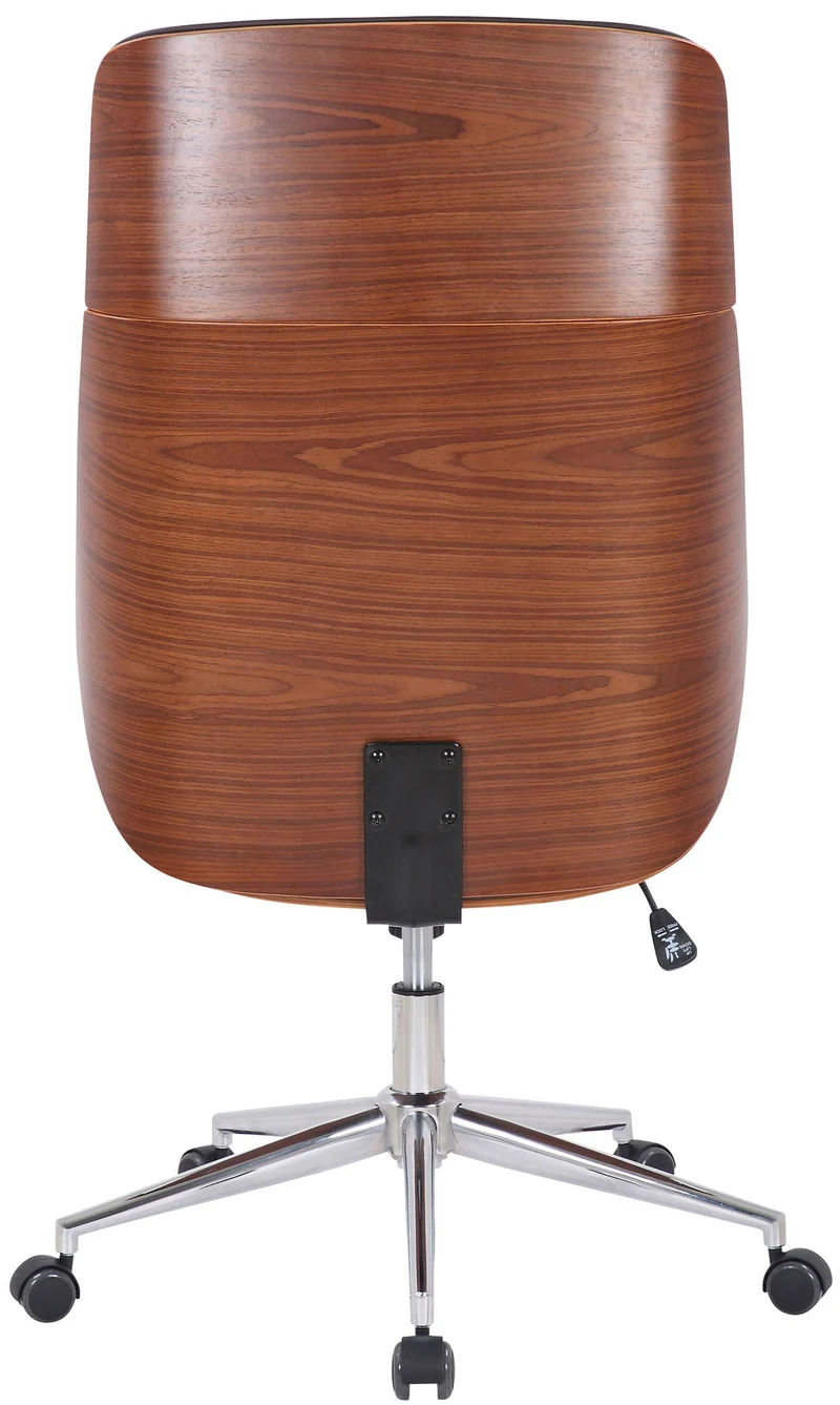 Fauteuil de bureau dossier haut avec roulettes synthétique marron et bois noyer hauteur réglable BUR10456