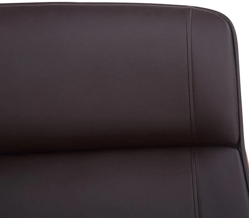 Fauteuil de bureau dossier haut avec roulettes synthétique marron et bois noyer hauteur réglable BUR10456