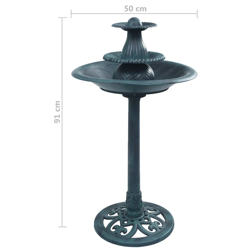 Décoration jardin baignoire mangeoire pour oiseaux avec fontaine Vert 50x91 cm Plastique DEC020805