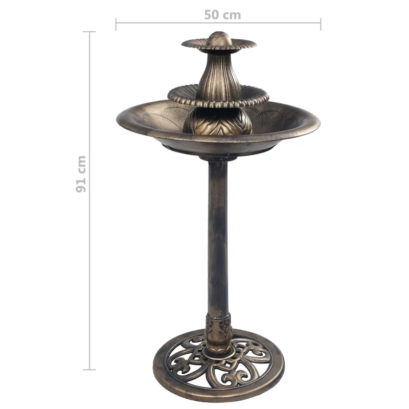 Décoration jardin baignoire mangeoire pour oiseaux avec fontaine Bronze 50x91 cm Plastique DEC020806