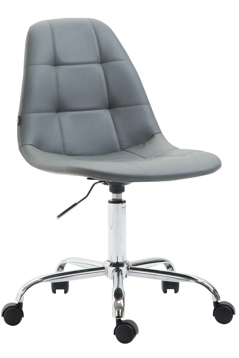 Chaise de bureau tabouret d'ordinateur sur roulettes hauteur réglable en synthétique gris TABO10110