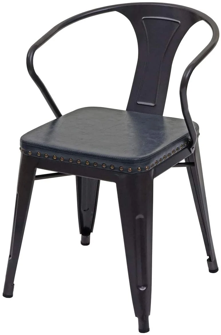 2x chaises de salle à manger cuisine en synthétique et métal style industrielle gris noir CDS04452