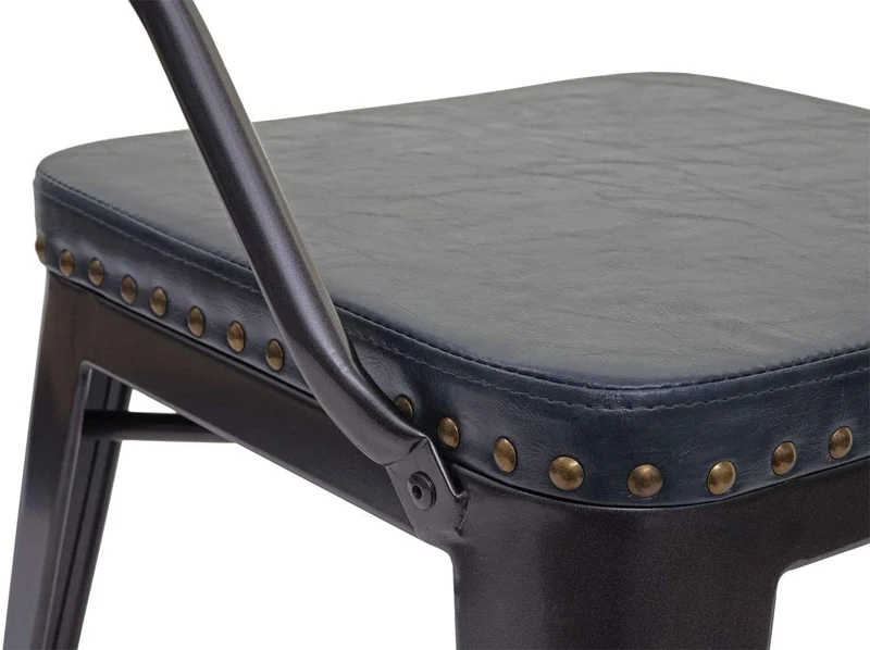 2x chaises de salle à manger cuisine en synthétique et métal style industrielle gris noir CDS04452