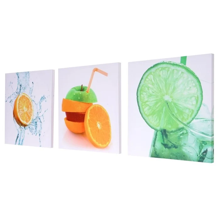 Toile de décoration murale tableaux fruit kit de 3 pièces 150x50cm DEC04050