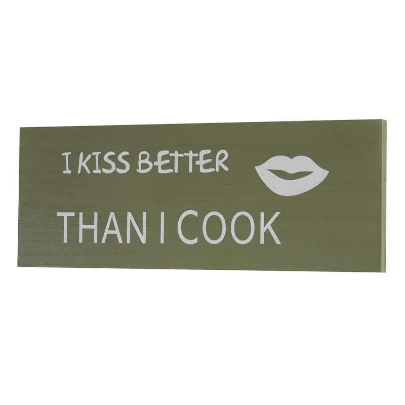 Panneau déco cadre mural en bois 40x15 cm motif kiss DEC04063