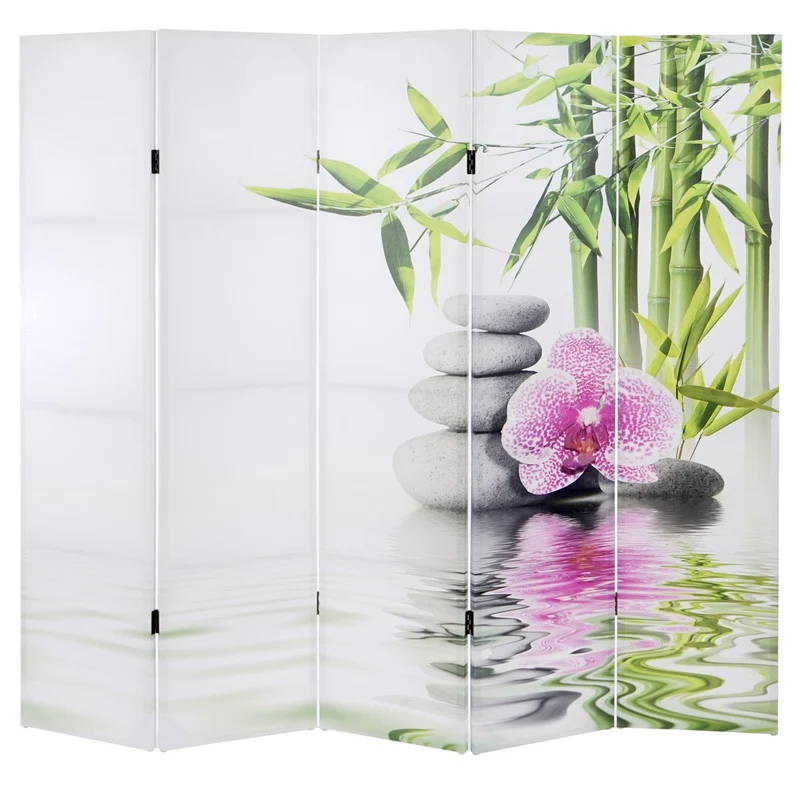 Paravent 5 panneaux pans séparateur de pièce 180x200cm motif orchidee PAR04010