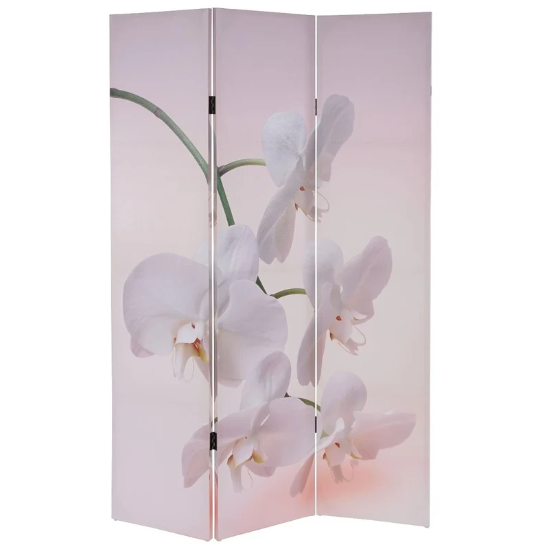 Paravent 3 panneaux pans séparateur de pièce 180x120cm motif orchidee PAR04015