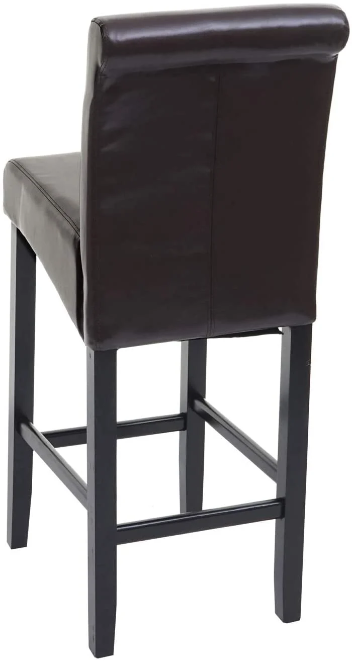 Lot de 2 tabourets de bar en synthétique marron pieds foncés avec repose pieds TDB04004