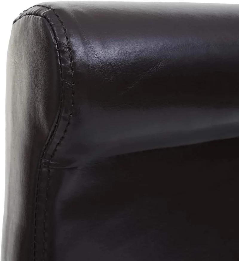 Lot de 2 tabourets de bar en synthétique marron pieds foncés avec repose pieds TDB04004