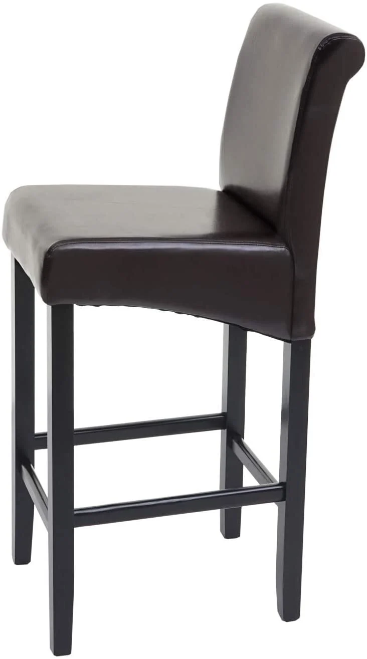 Lot de 2 tabourets de bar en synthétique marron pieds foncés avec repose pieds TDB04004