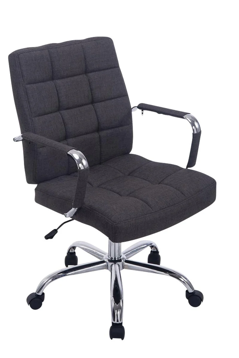 Chaise fauteuil de bureau à roulettes en tissu gris foncé hauteur réglable BUR10110