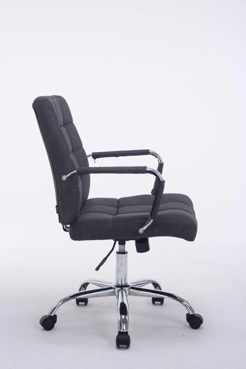 Chaise fauteuil de bureau à roulettes en tissu gris foncé hauteur réglable BUR10110