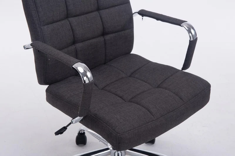 Chaise fauteuil de bureau à roulettes en tissu gris foncé hauteur réglable BUR10110