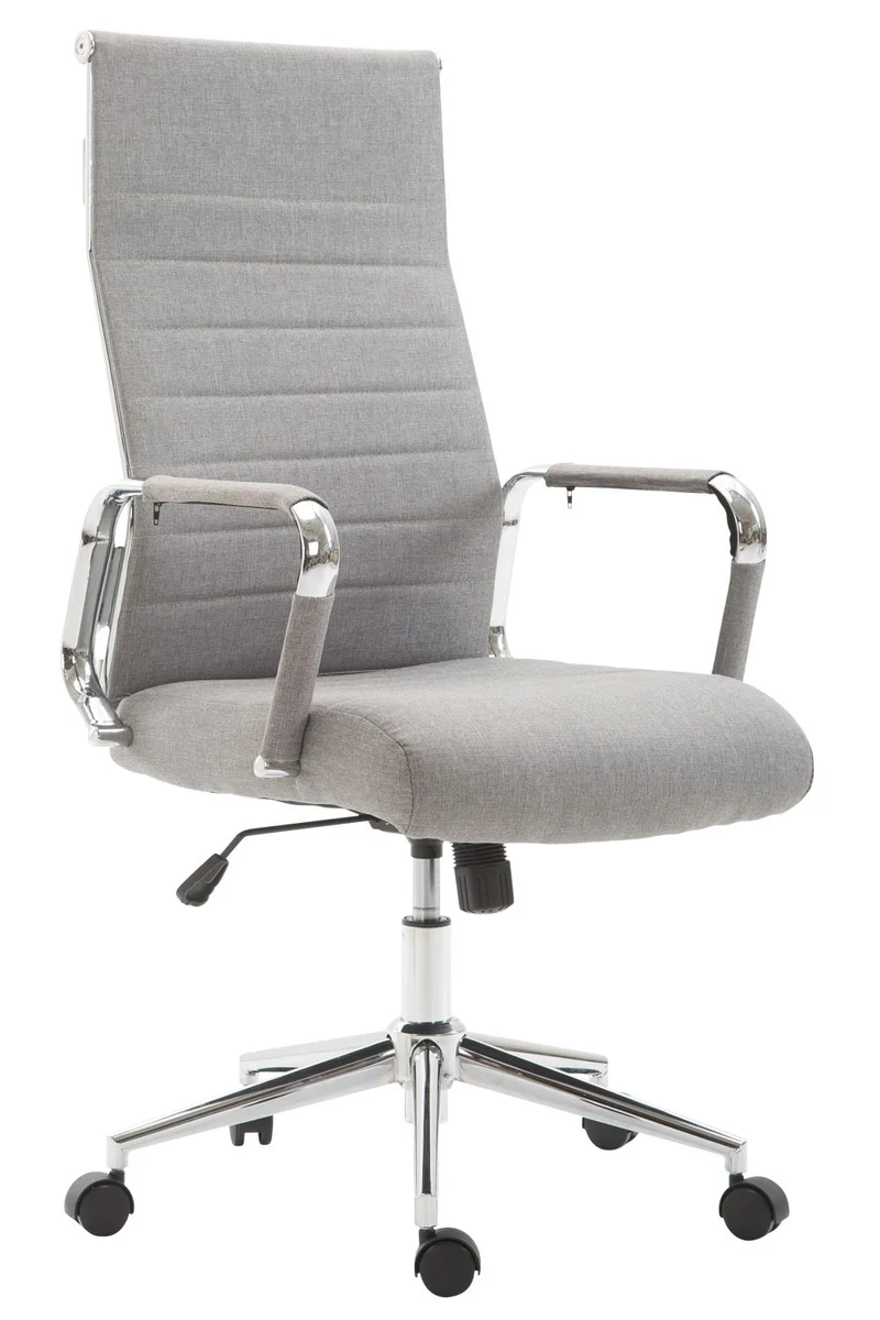 Fauteuil de bureau en tissu gris avec assise rembourrée pivotant BUR10235