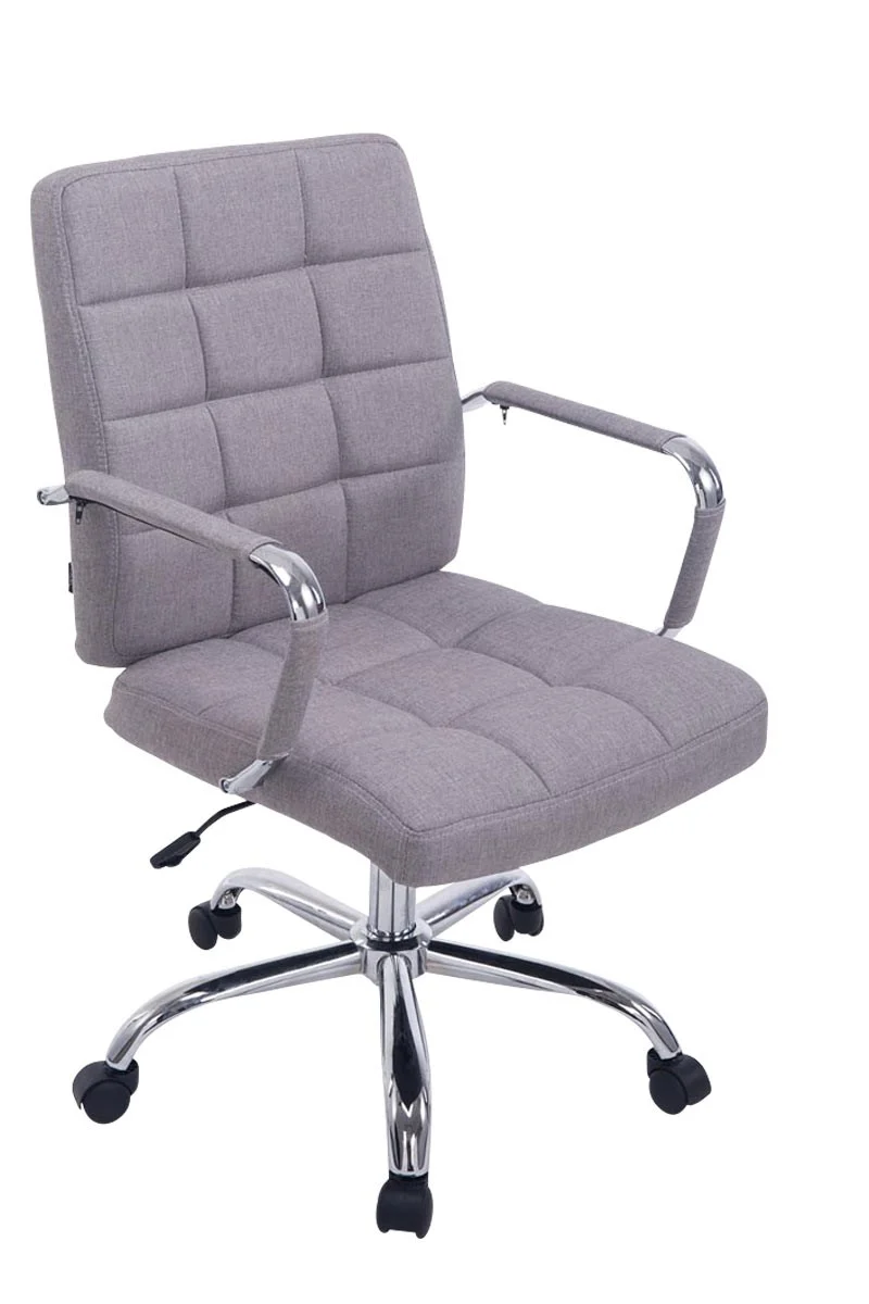 Chaise fauteuil de bureau à roulettes en tissu gris hauteur réglable BUR10113