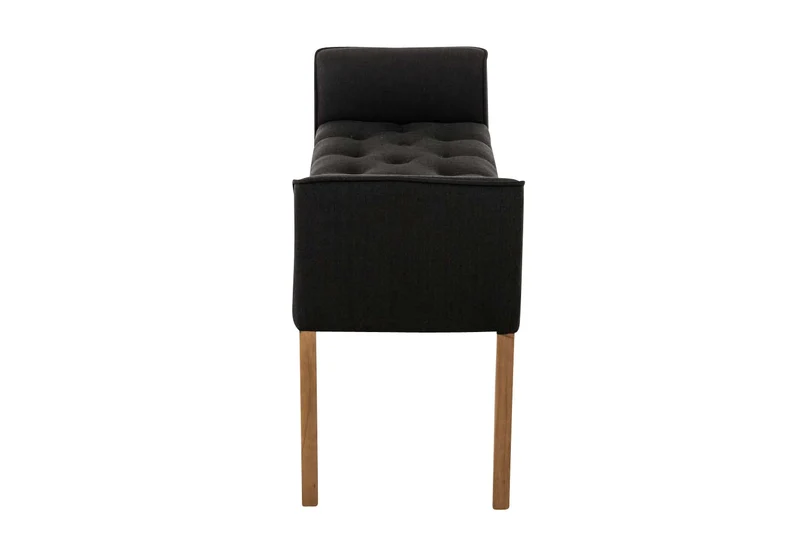 Banc banquette capitonné en tissu gris foncé avec pieds en bois largeur 133cm BAN10002
