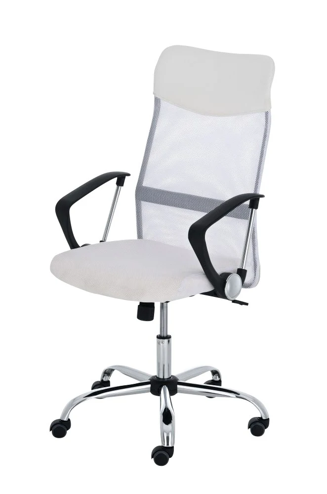 Fauteuil chaise de bureau en maille blanc avec 5 roulettes BUR10022