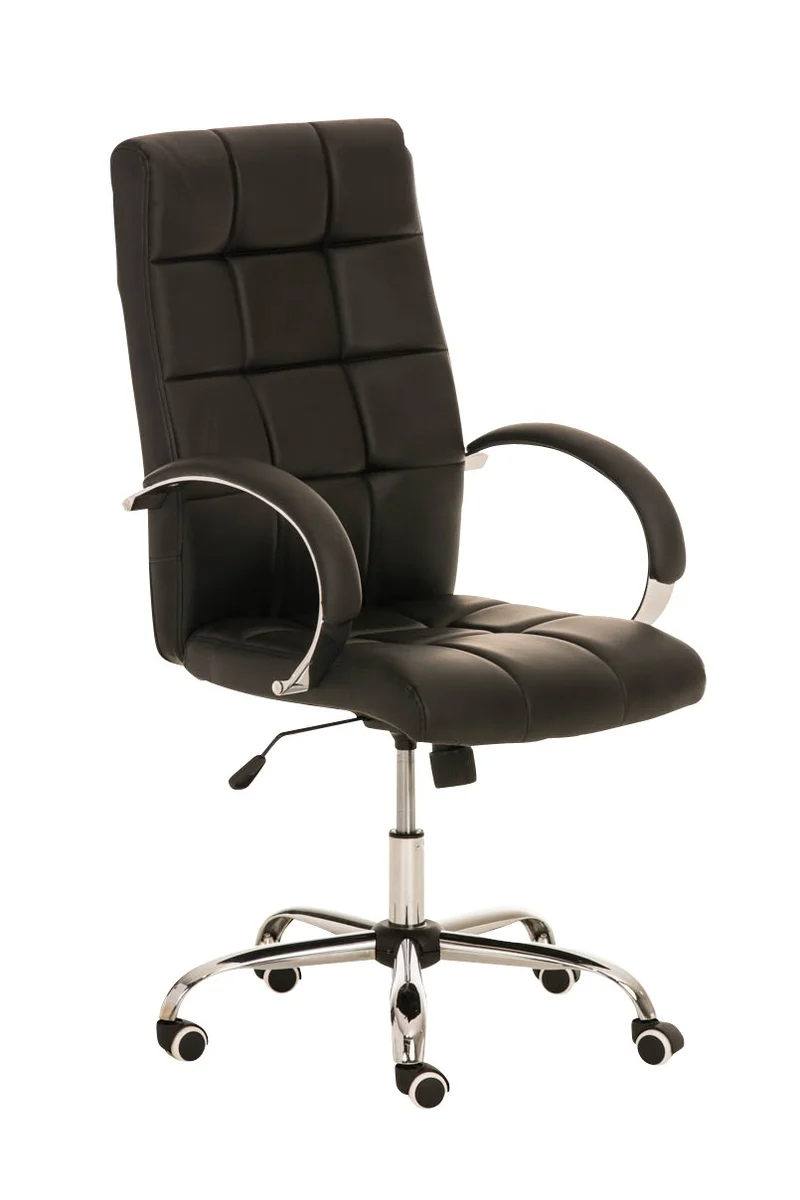 Fauteuil de bureau à roulettes en cuir artificiel noir BUR10009