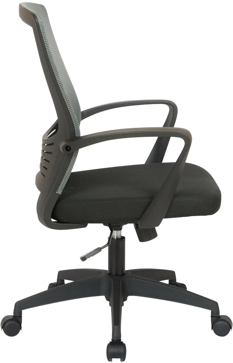 Chaise fauteuil de bureau sur roulettes en maille gris et noir réglable avec accoudoirs BUR10357