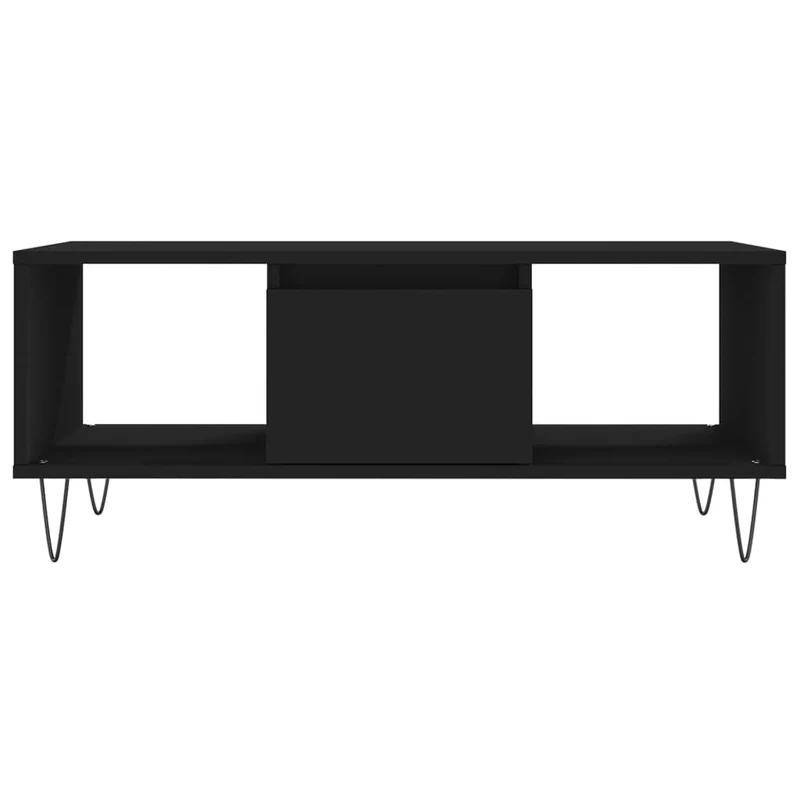 Table basse design moderne et contemporaine 90 x 50 x 36,5 cm bois d'ingénierie noir et métal DEC039828