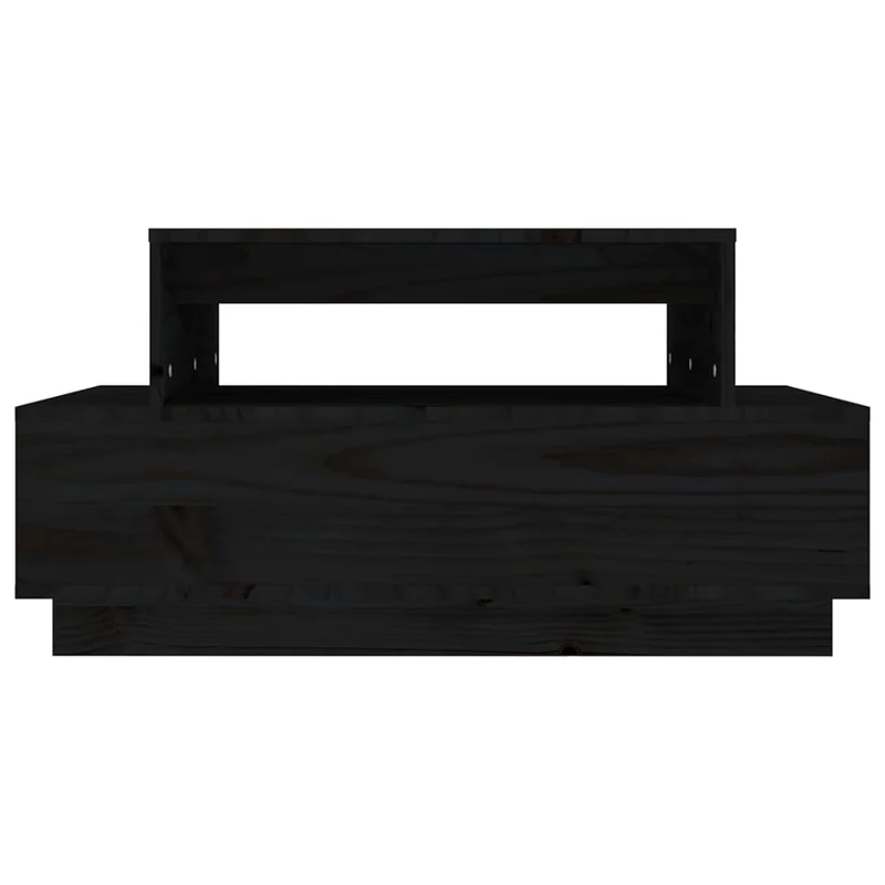 Table basse avec espace de rangement design moderne et contemporain 80 x 55 x 40,5 cm bois massif de pin noir DEC039783