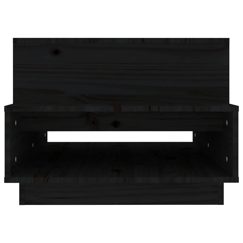 Table basse avec espace de rangement design moderne et contemporain 80 x 55 x 40,5 cm bois massif de pin noir DEC039783