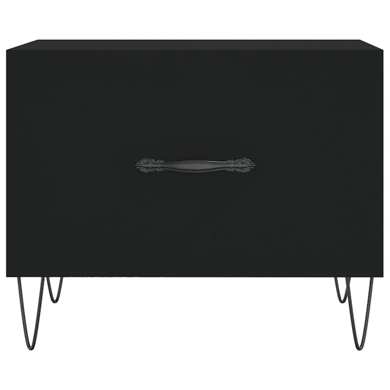 Table basse avec tiroir design moderne et contemporain 50 x 50 x 40 cm bois d'ingénierie noir et fer DEC039669