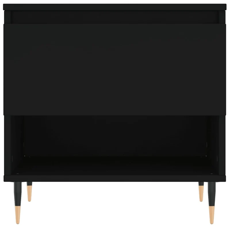 Table basse avec tiroir design moderne et contemporaine 50 x 46 x 50 cm bois d’ingénierie noir et métal DEC039658