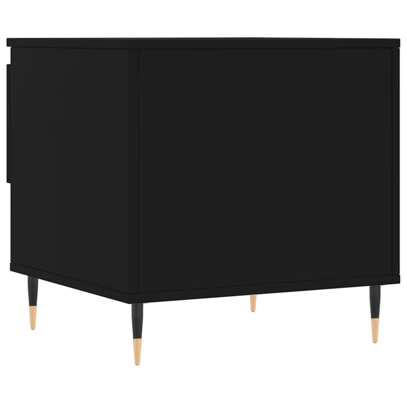 Table basse avec tiroir design moderne et contemporaine 50 x 46 x 50 cm bois d’ingénierie noir et métal DEC039658
