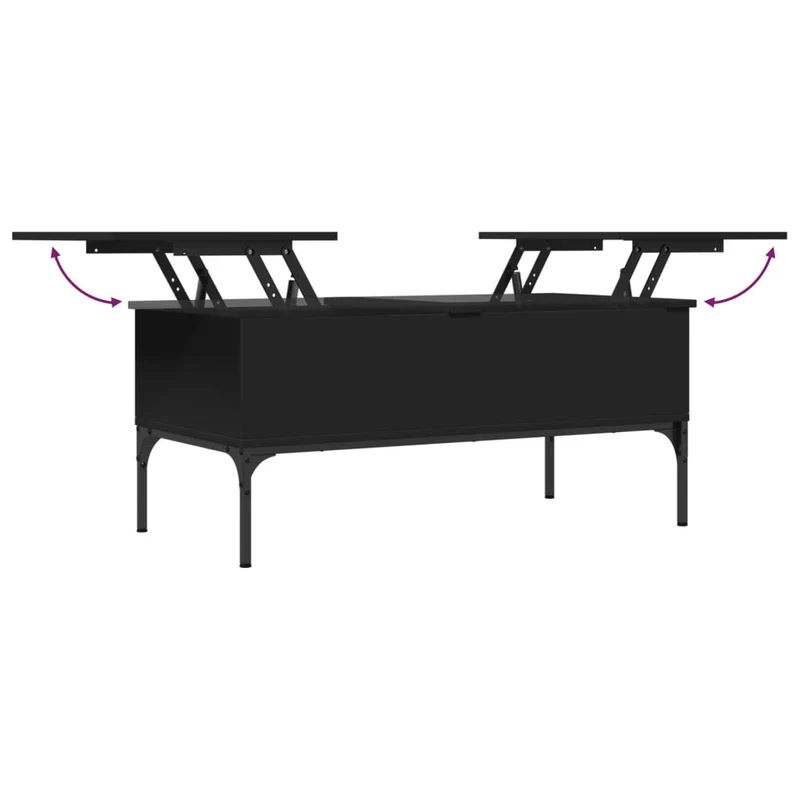 Table basse design moderne et contemporaine 100 x 50 x 45 cm bois d'ingénierie et métal noir DEC039563
