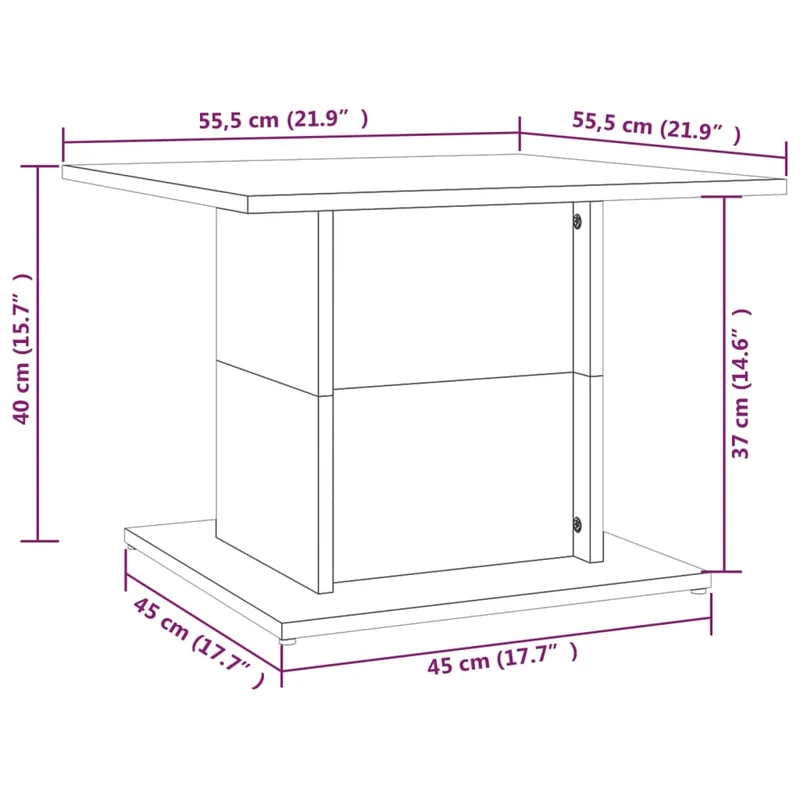 Table basse design moderne et contemporaine 55,5 x 55,5 x 40 cm bois d'ingénierie gris DEC039302
