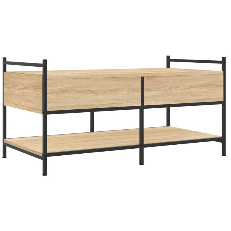 Table basse avec tiroirs design moderne industriel 99 x 50 x 50 cm bois d'ingénierie et métal DEC039080