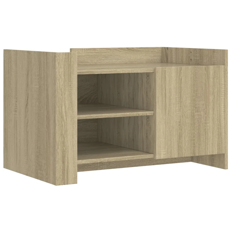Table basse avec étagère design moderne et contemporain 80 x 50 x 50 cm bois d'ingénierie couleur chêne DEC039001
