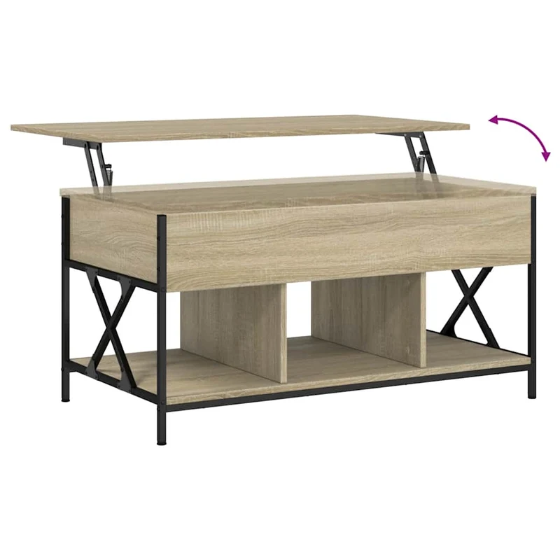 Table basse design moderne et contemporaine 100 x 55 x 50cm bois d'ingénierie et métal DEC038883
