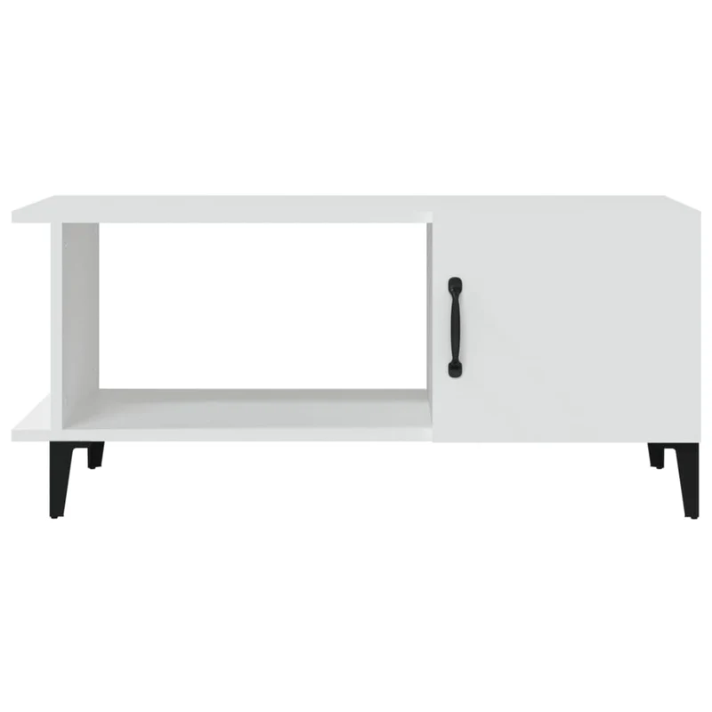 Table basse design moderne et contemporaine 90 x 50 x 40 cm bois d'ingénierie blanc et métal DEC038020