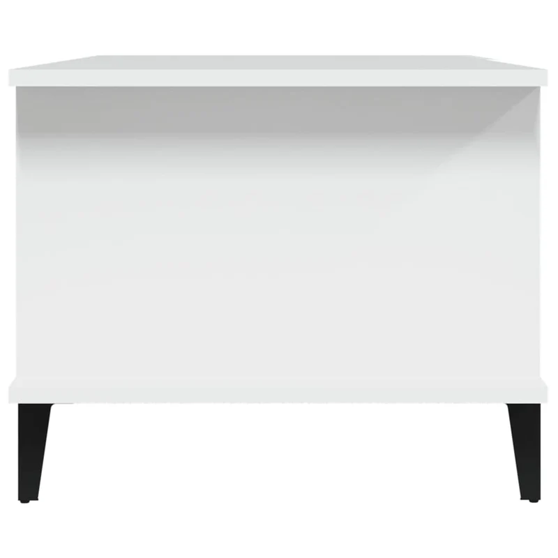 Table basse design moderne et contemporaine 90 x 50 x 40 cm bois d'ingénierie blanc et métal DEC038020