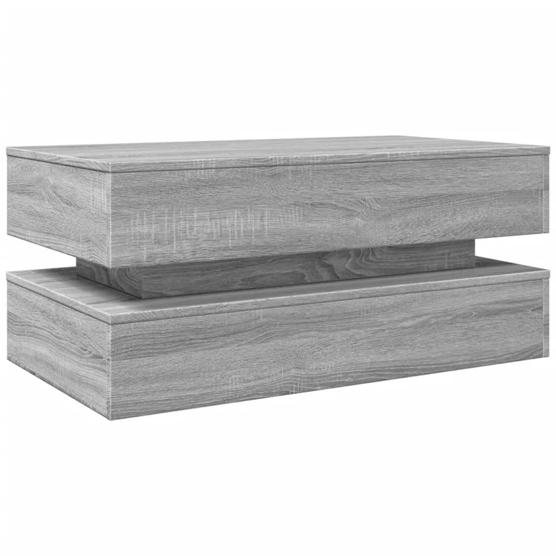 Table basse de salon design moderne avec lumières LED 90 x 50 x 40 cm bois d'ingénierie gris DEC037673